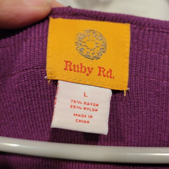 EUC Ruby Rd Purple Fringe Sweater Size Large - Picture 2 of 3